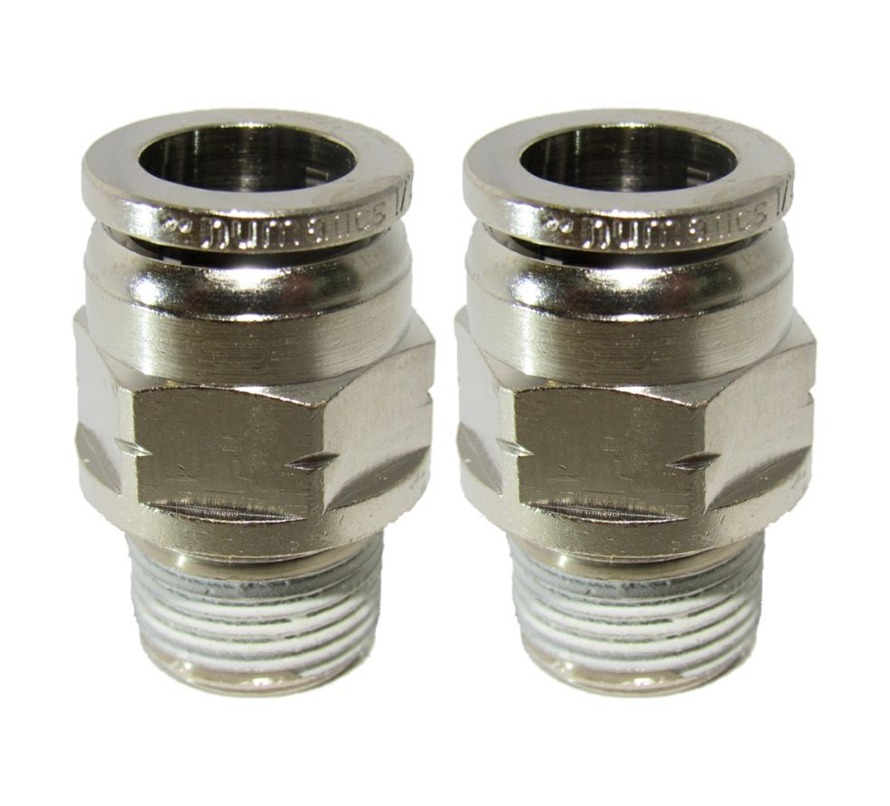 4 Pack Numatics 3//8/" OD Airline X 3//8/" NPT Brass//Nickel Straight Male Fittings