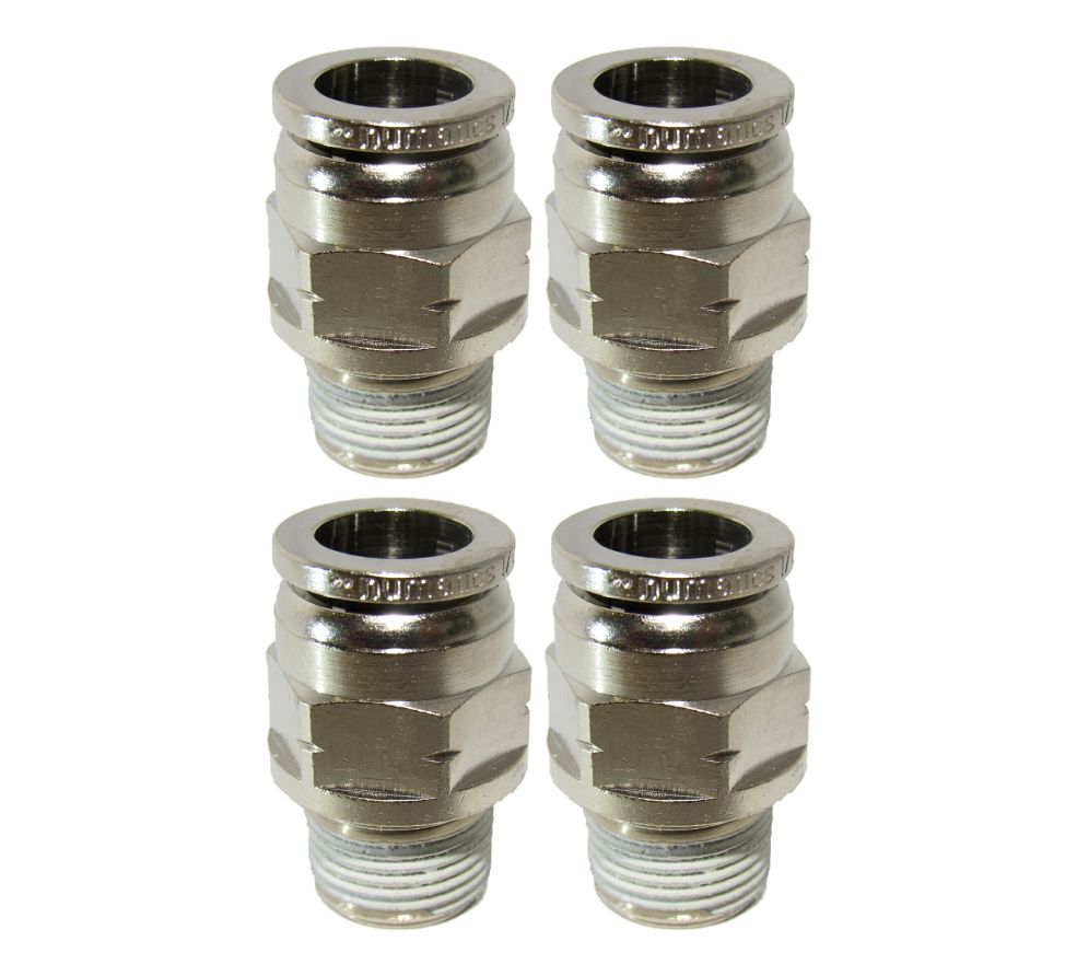 4 Pack Numatics 1//4/" OD Airline X 1//8/" NPT Brass//Nickel Straight Male Fittings